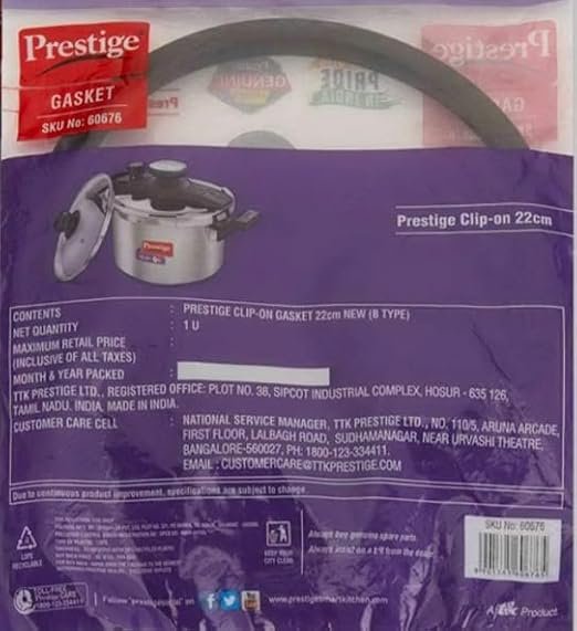 PRESSURE COOKER GASKET OF 3/3.5/5 LITERSUITABLE FOR PRESTIGE CLIP ON - 22 CM - Image 3